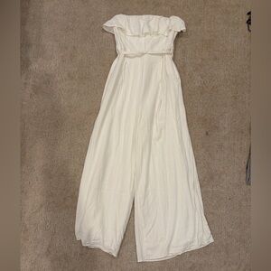 Altar'd State Cream Strapless Jumpsuit